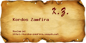 Kordos Zamfira névjegykártya